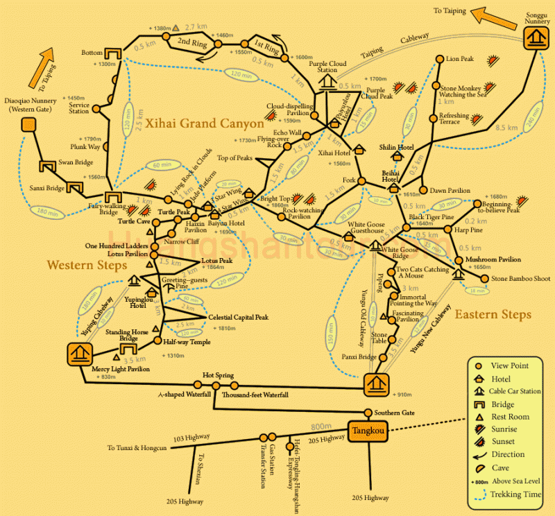 Geltonojo kalno schema. (iš wikitravel.org)