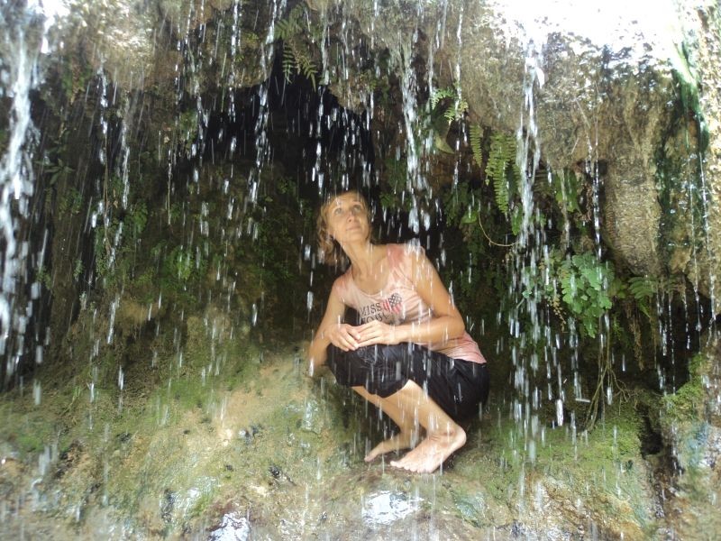 Under waterfall, near Yogyakarta