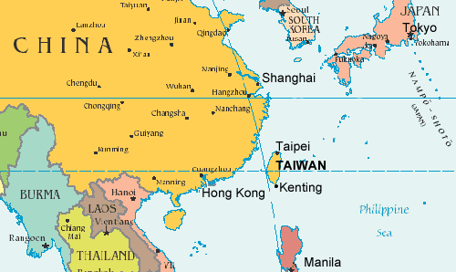 Geographic location of Taiwan.